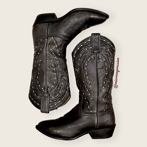 Frye Shoes - $399 Frye Billy Stud Pull On Distressed Boho Festival Cowboy Boots
